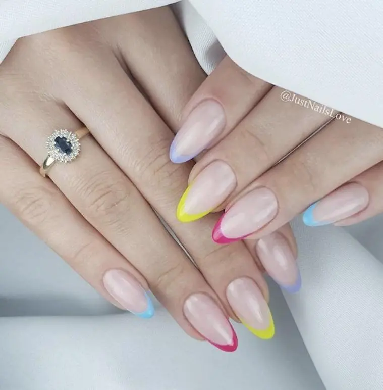 Unhas da mão pontudas e com neon nas pontas + Unhas decoradas 2020