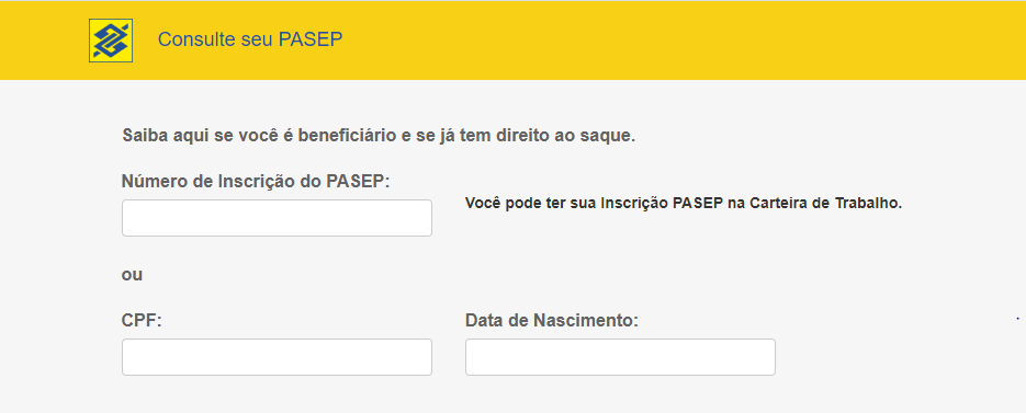 Imagem mostra tela do banco do Brasil para Abono salarial