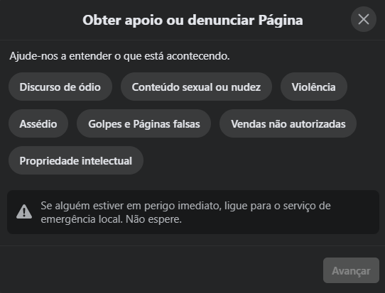 Denunciar perfil fake no facebook