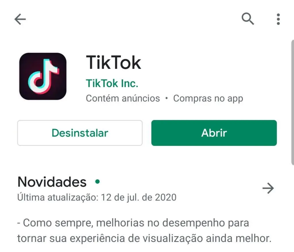 Imagem ilustrando o logo do TikTok na plataforma PlayStore