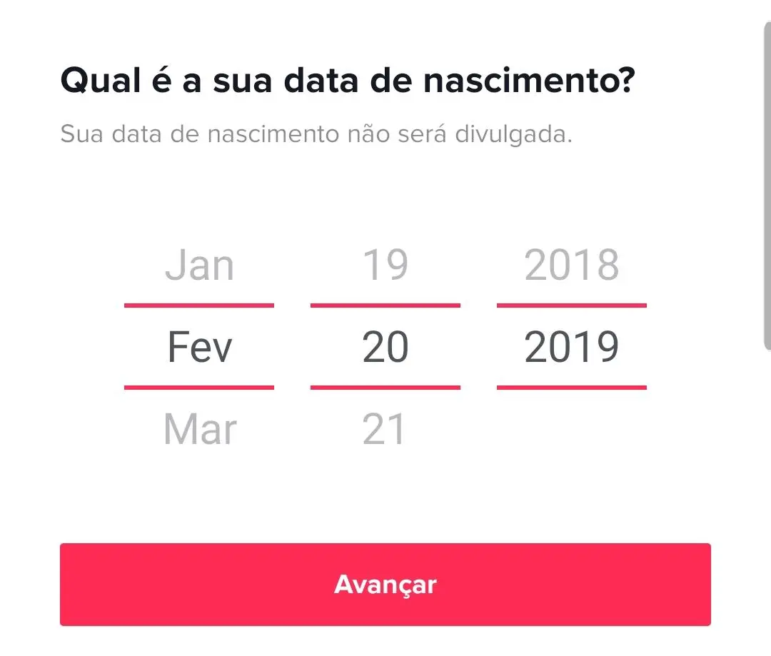 Imagem com dia mês e ano dentro do aplicativo TikTok