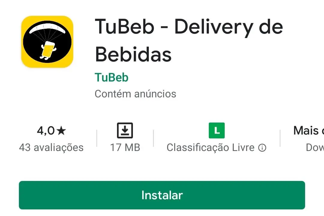 Imagem mostra o aplicativo de bebidas Tubeb