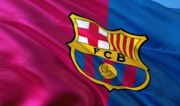 Imagem mostra a bandeira do Barcelona