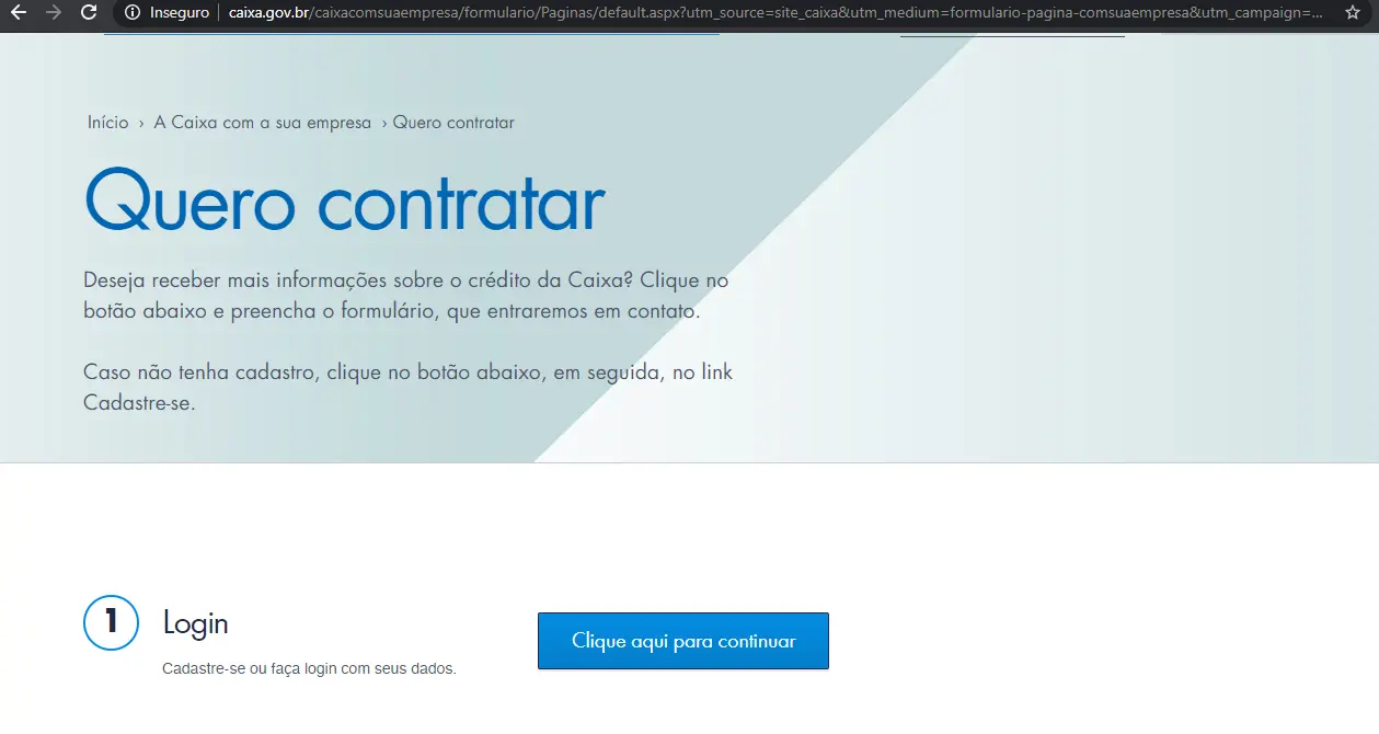 Página de Cadastro para requisição do Pronampe