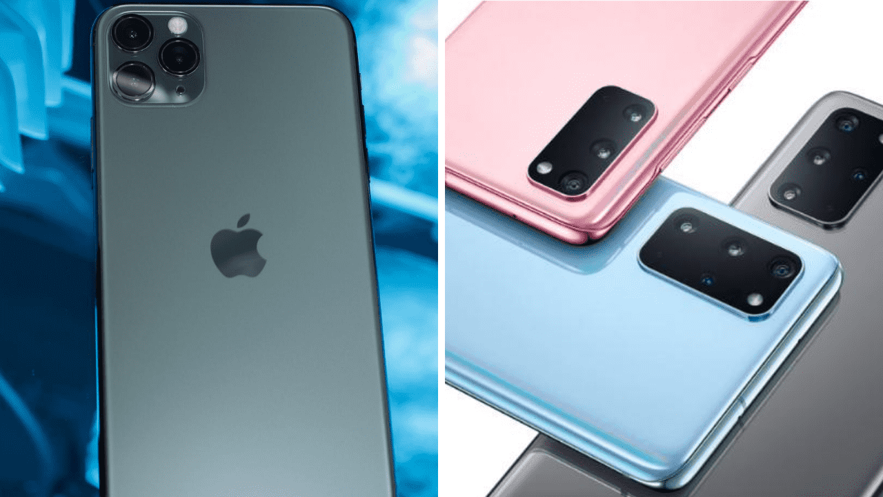 Imagem mostra Iphone e Samsung