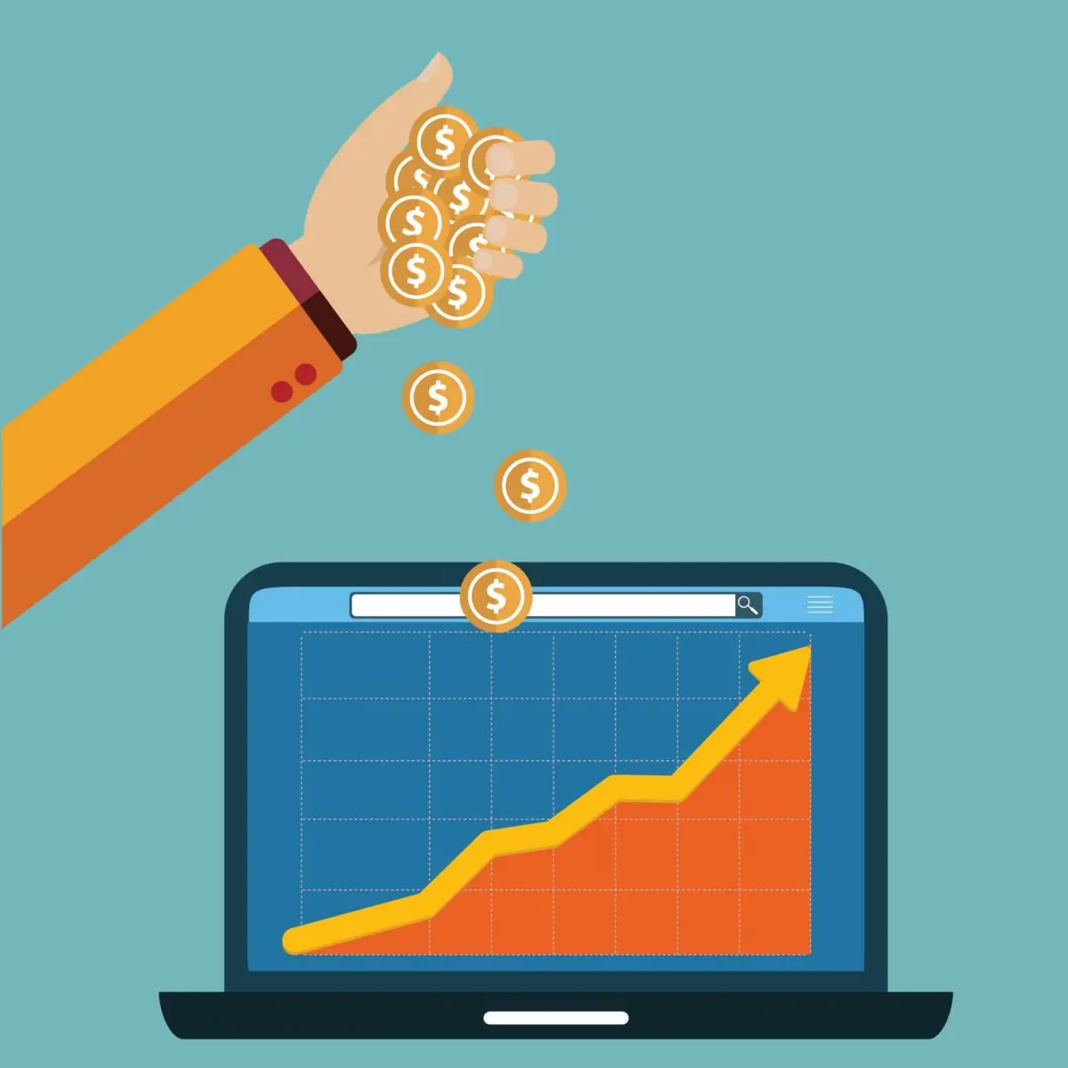 Investimento melhor que poupança. Tela de computador com um gráfico