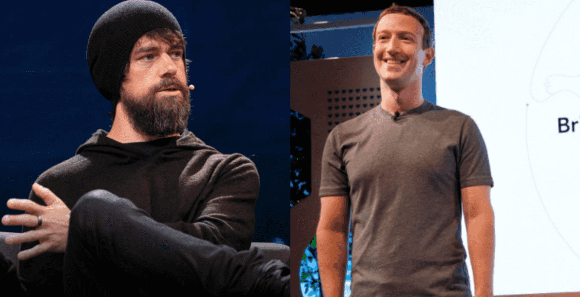 Jack Dorsey e Mark Zuckerberg, fundador do Facebook