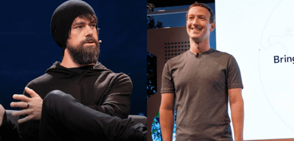 Jack Dorsey e Mark Zuckerberg, fundador do Facebook