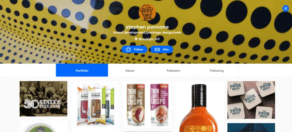 Imagem mostra imagem da página de um designer que utilizou o Coroflot para criar seu portfólio digital.