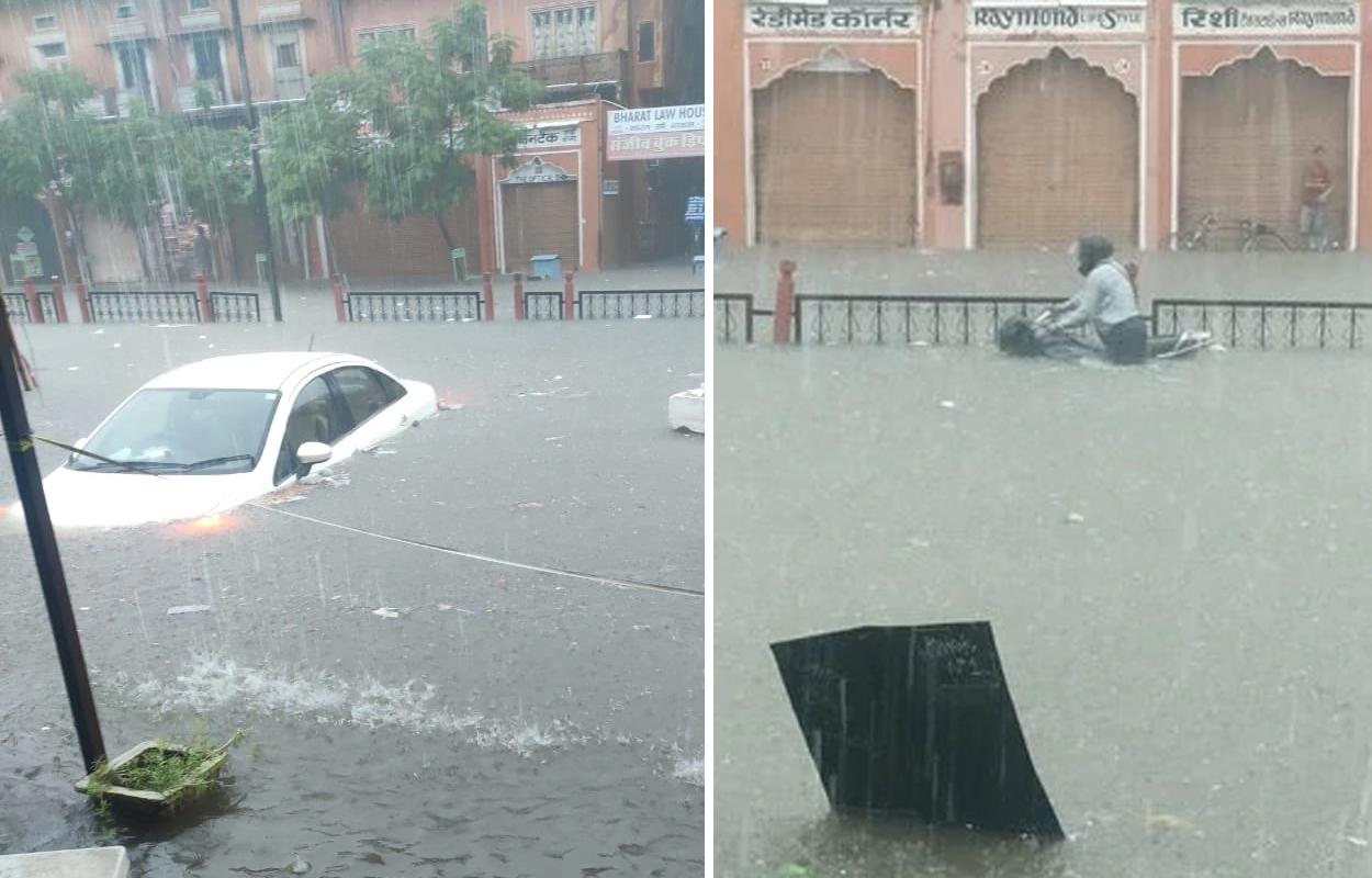 Chuvas causam alagamento em jaipur