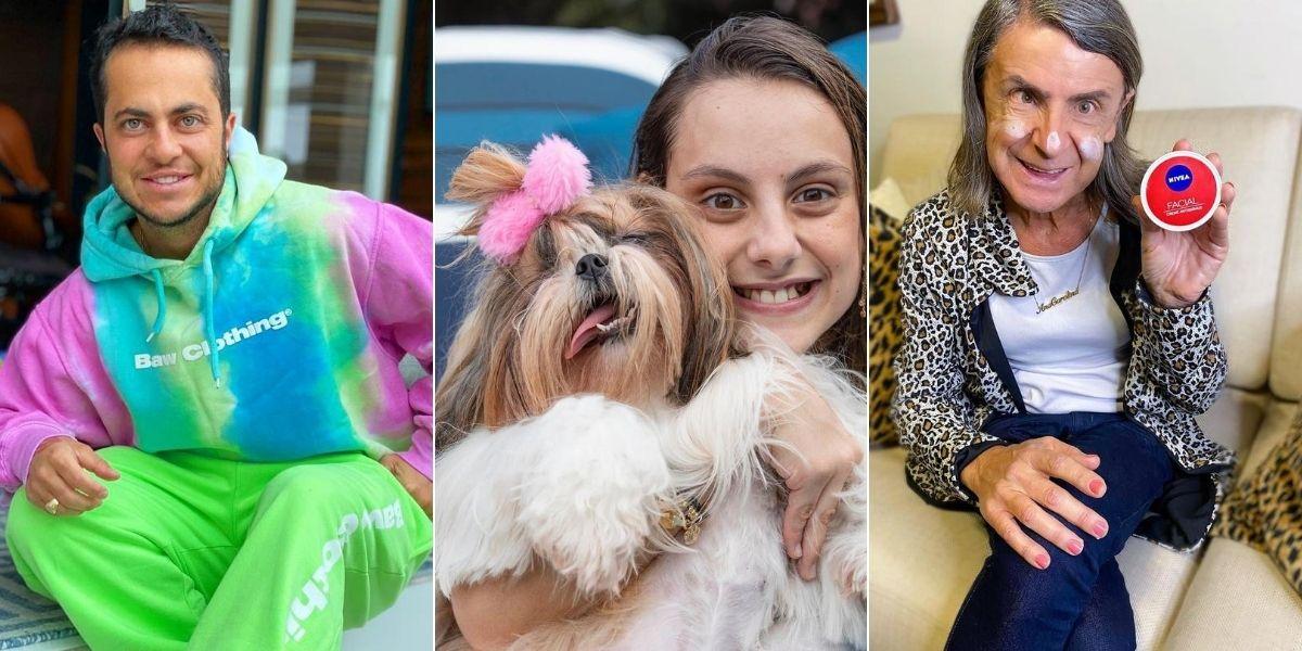 Imagem dividida em três com Thammy Miranda, Isabella Savaget e Ana Carolina posadas