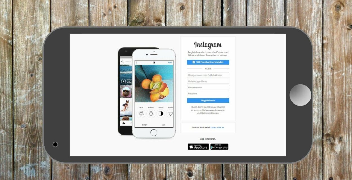 Página de cadastro do Instagram