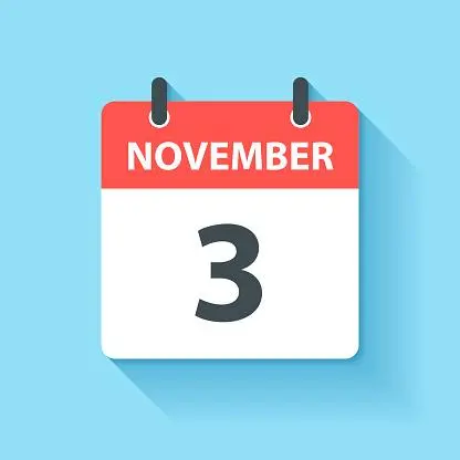 folha de calendário com o número três ao centro 