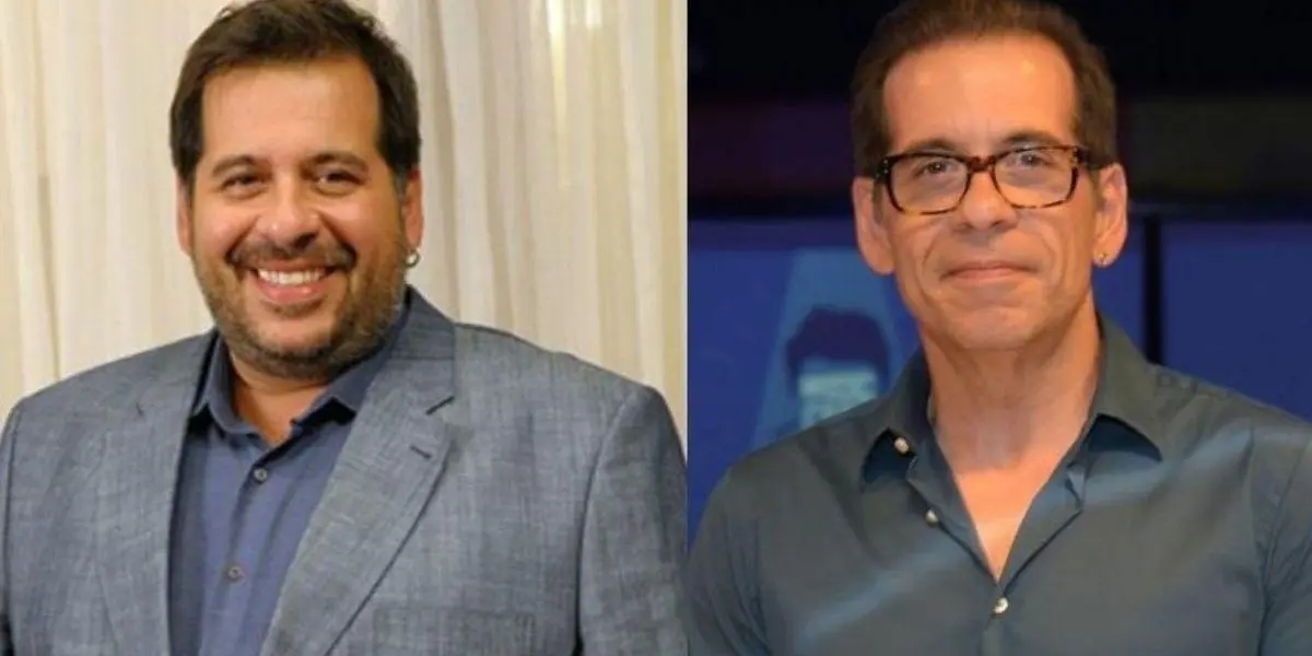 Leandro Hassum posado em em foto dividida em antes e depois de emagrecer