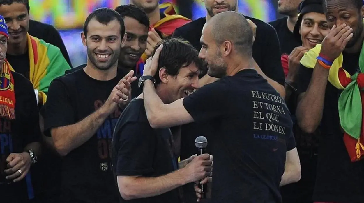 Messi e Guardiola no Barcelona