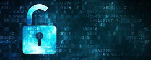 Cadeado com dados criptografados em fundo azul
