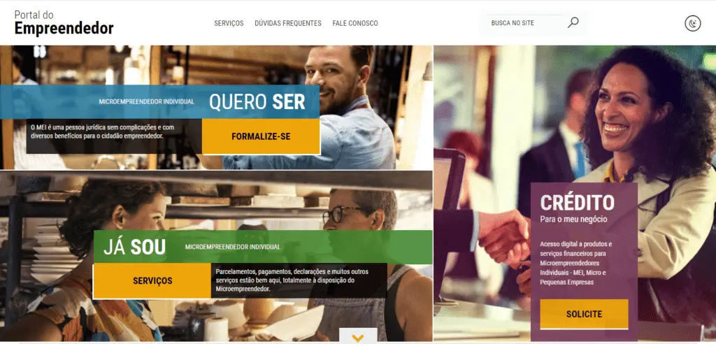 Captura de tela do portal do empreendedor