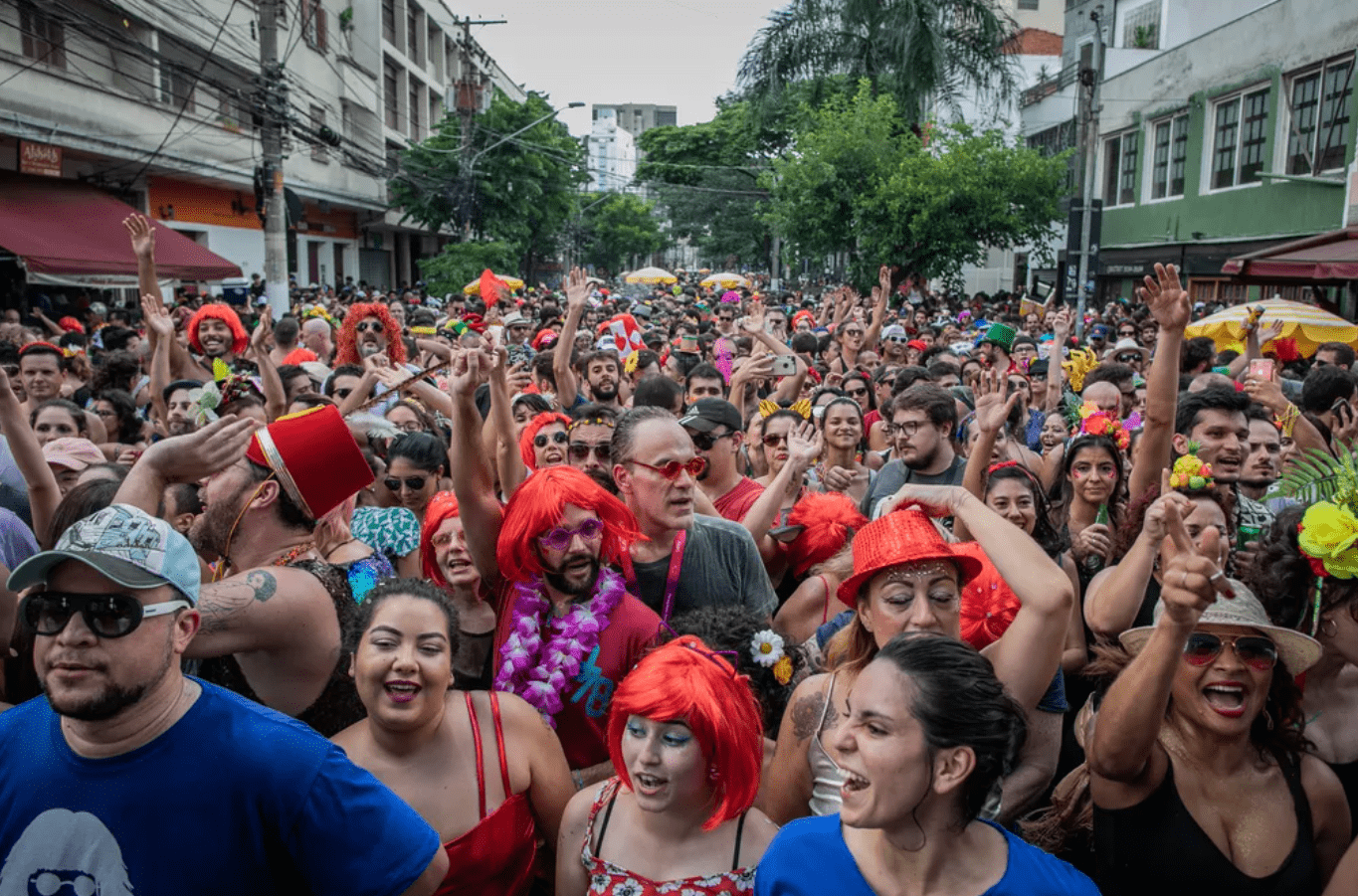 Foto mostra foliões no bloco de rua em são paulo