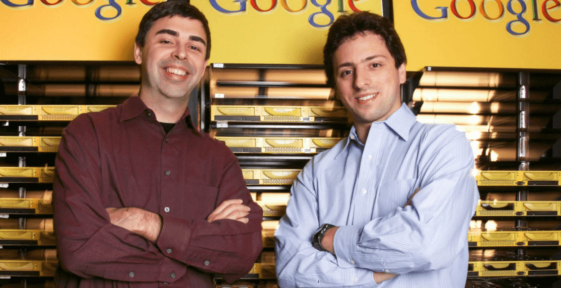 Foto mostra os fundadores da empresa bilionária Google em empresas que começaram do zero
