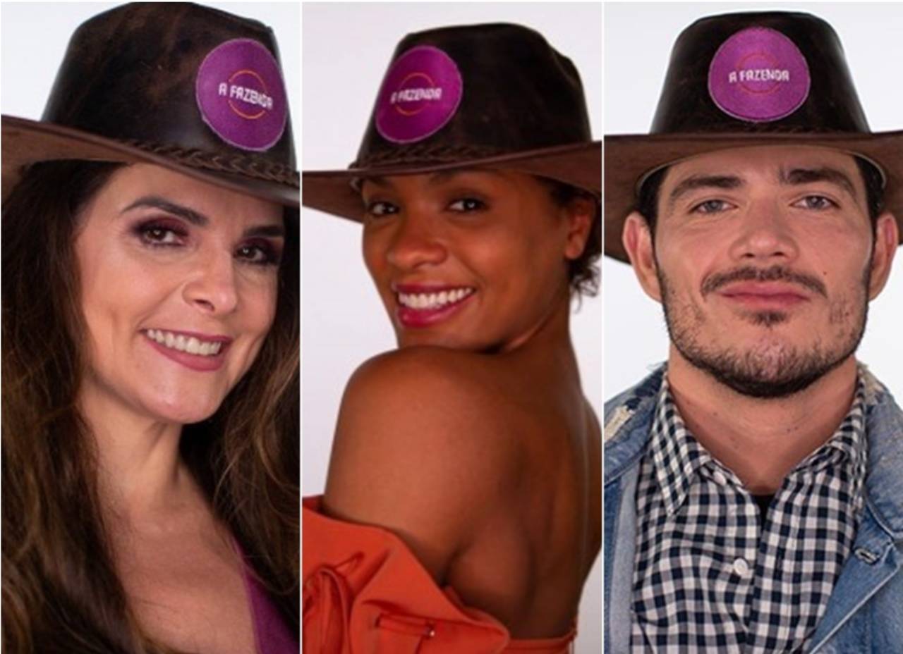 Imagem com Luiza Ambiel, Lidi Lisboa e JP Gadêlha, participantes de A Fazenda 2020