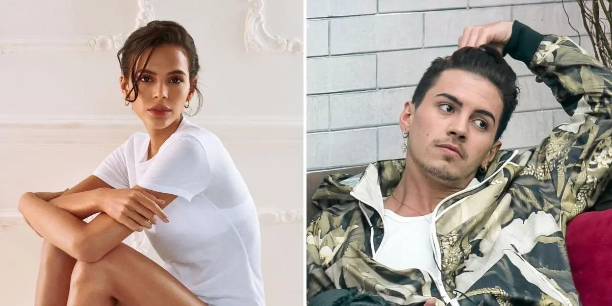 Imagem duvidida em duas com Bruna Marquezine na primeira foto e Biel na segunda