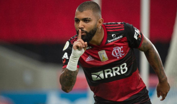 Gabigol comemora gol com sinal de silêncio