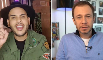 Hugo Gloss e Tiago Leifert em duas imagens