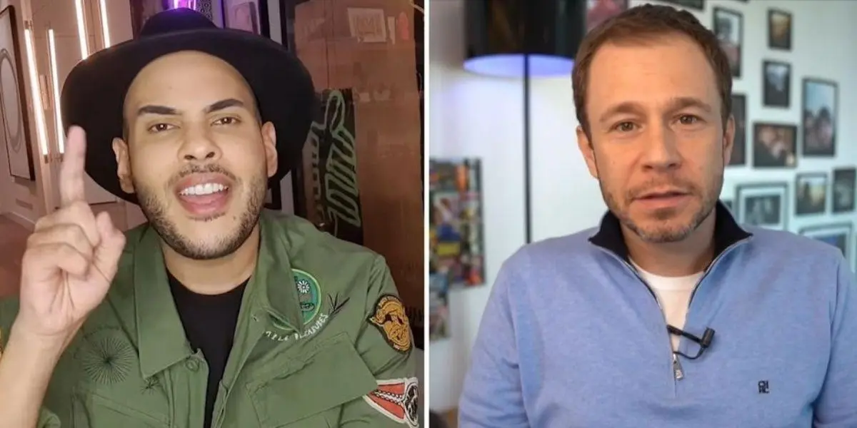 Hugo Gloss e Tiago Leifert em duas imagens