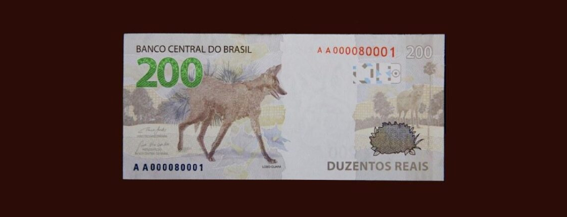 nova nota de 200 Reais com lobo-guará estampado