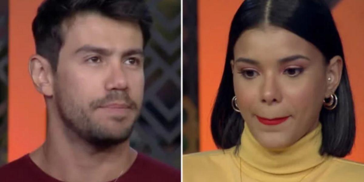 Imagem dividida em duas com close de Mariano e Jake em A fazenda 2020