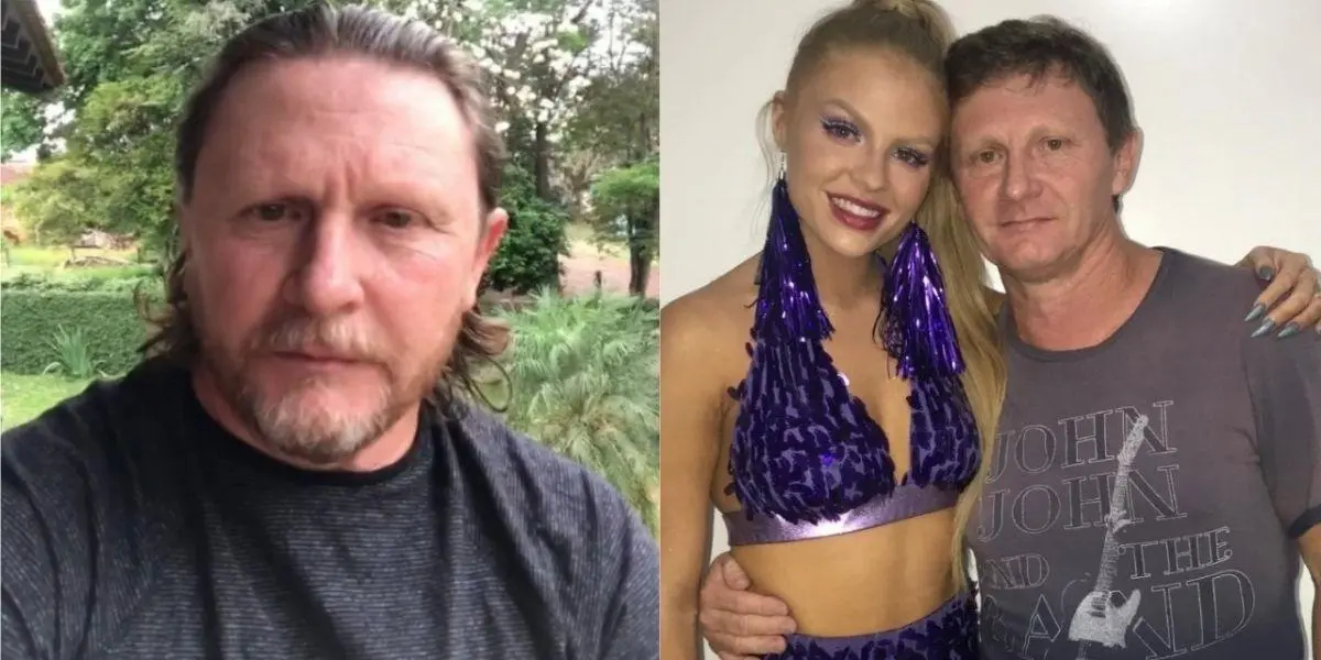 Pai de Luísa Sonza falando sobre a filha e na outra imagem ele abraçado com ela