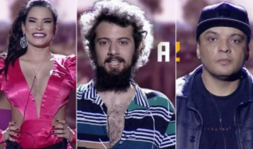 Raissa, Cartolouco e Fernandinho Beat Box posados para Enquete A Fazenda 2020