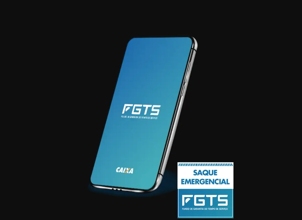 Foto mostra celular com o logo do FGTS