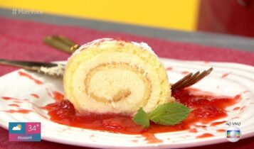 Rocambole de Cheesecake de Morango: Ana Maria Braga ensina receita