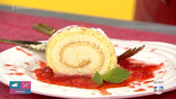 Rocambole de Cheesecake de Morango: Ana Maria Braga ensina receita
