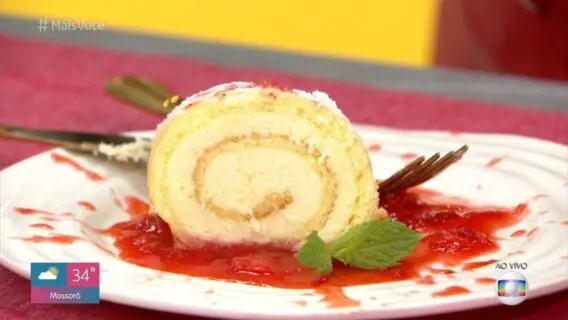 Rocambole de Cheesecake de Morango: Ana Maria Braga ensina receita