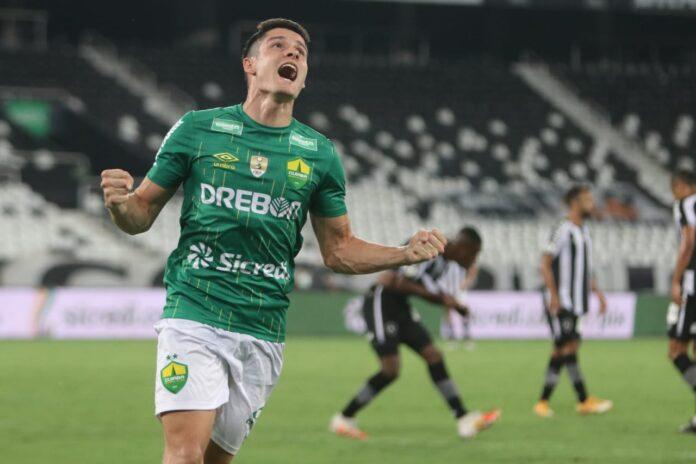 Matheus barbosa comemora gol contra o botafogo