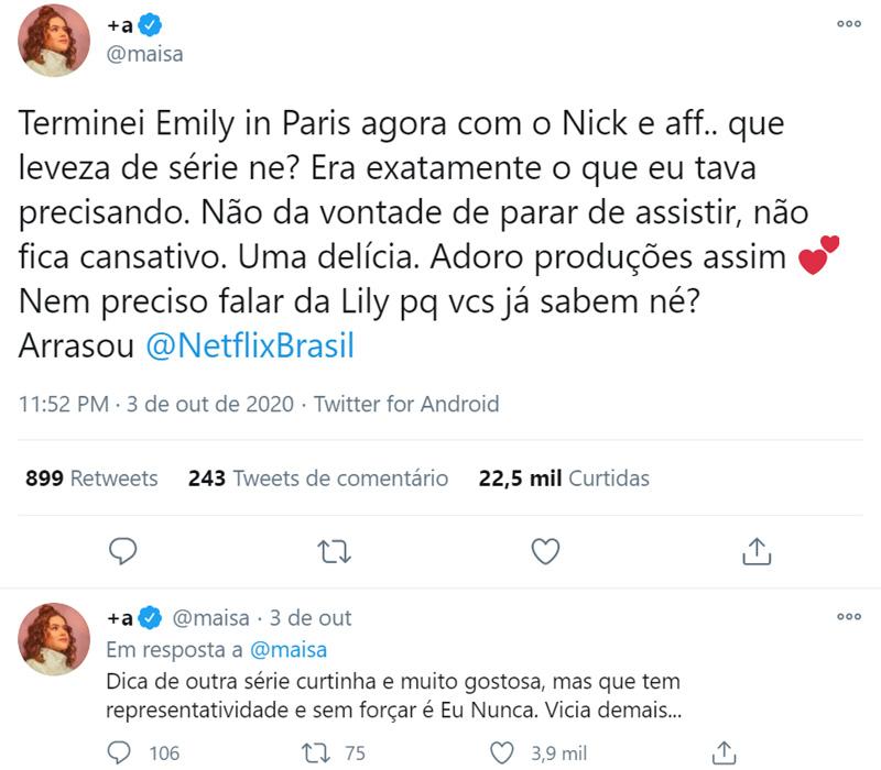 Maisa falando sobre Emily em Paris