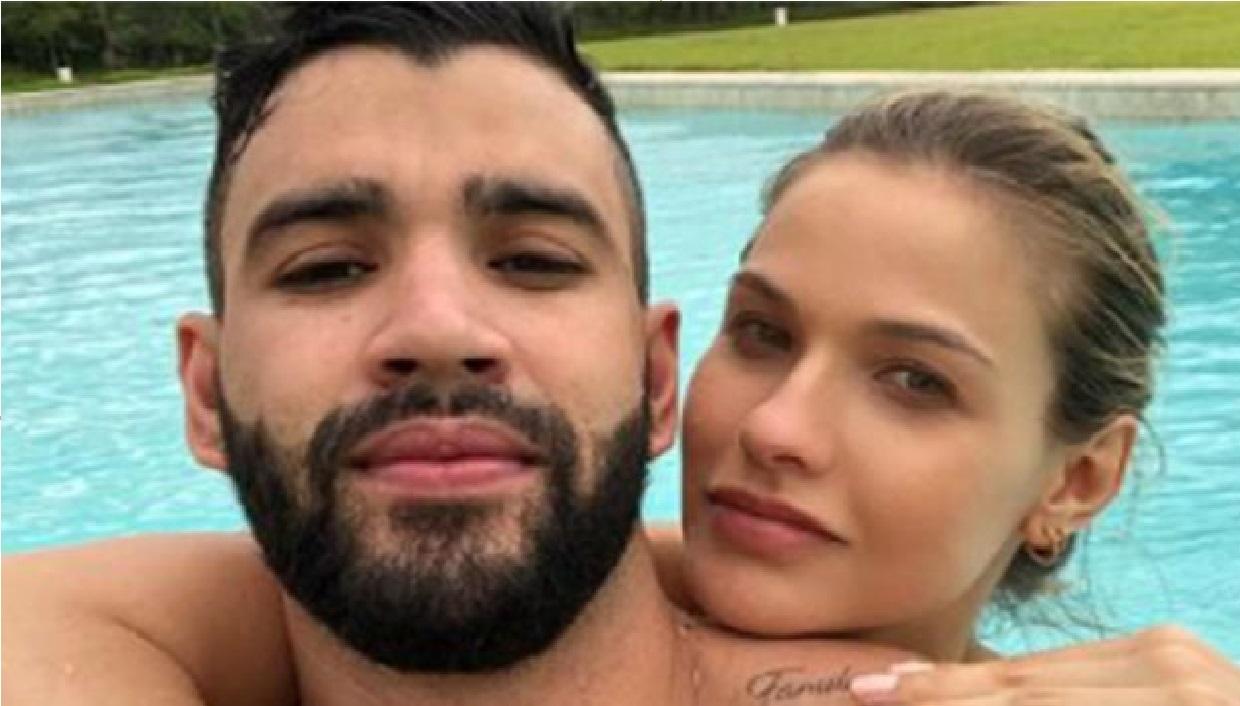 Andressa Suita na piscina com Gusttavo Lima