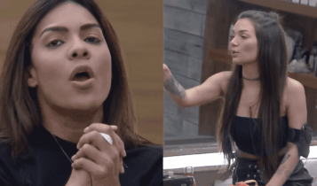 Na imagem, Tays Reis e Stefani Bays discutem em A Fazenda 12
