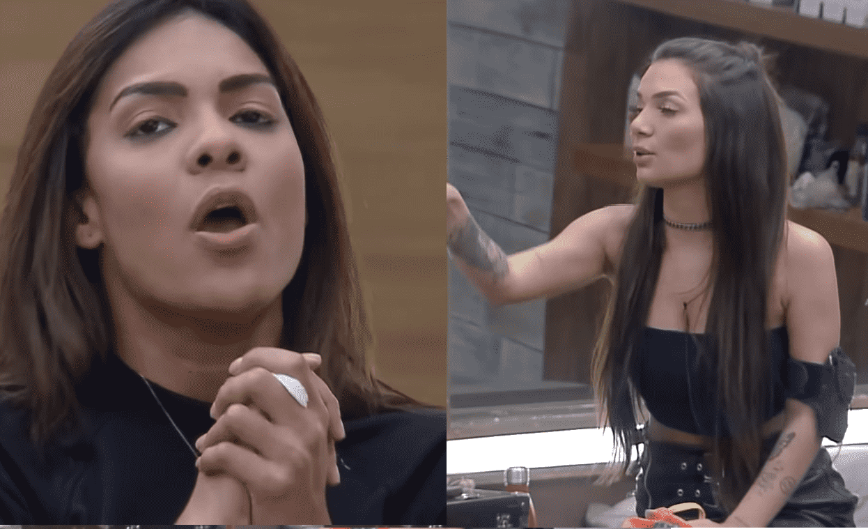 Na imagem, Tays Reis e Stefani Bays discutem em A Fazenda 12
