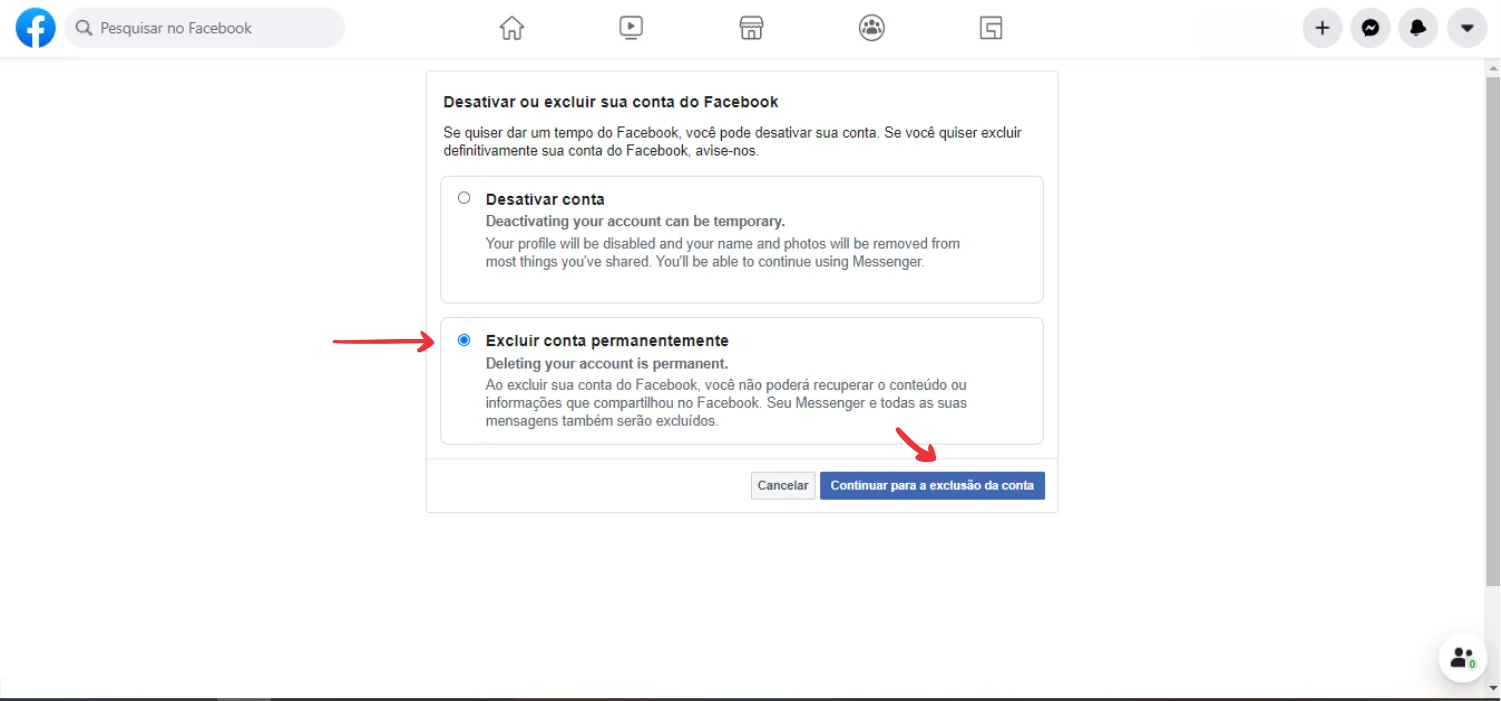 passo a passo de como deletar facebook definitivamente