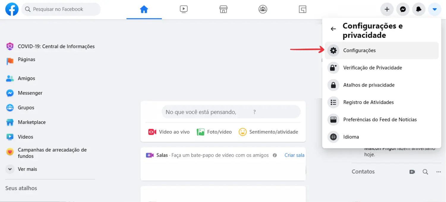 passo a passo para deletar conta