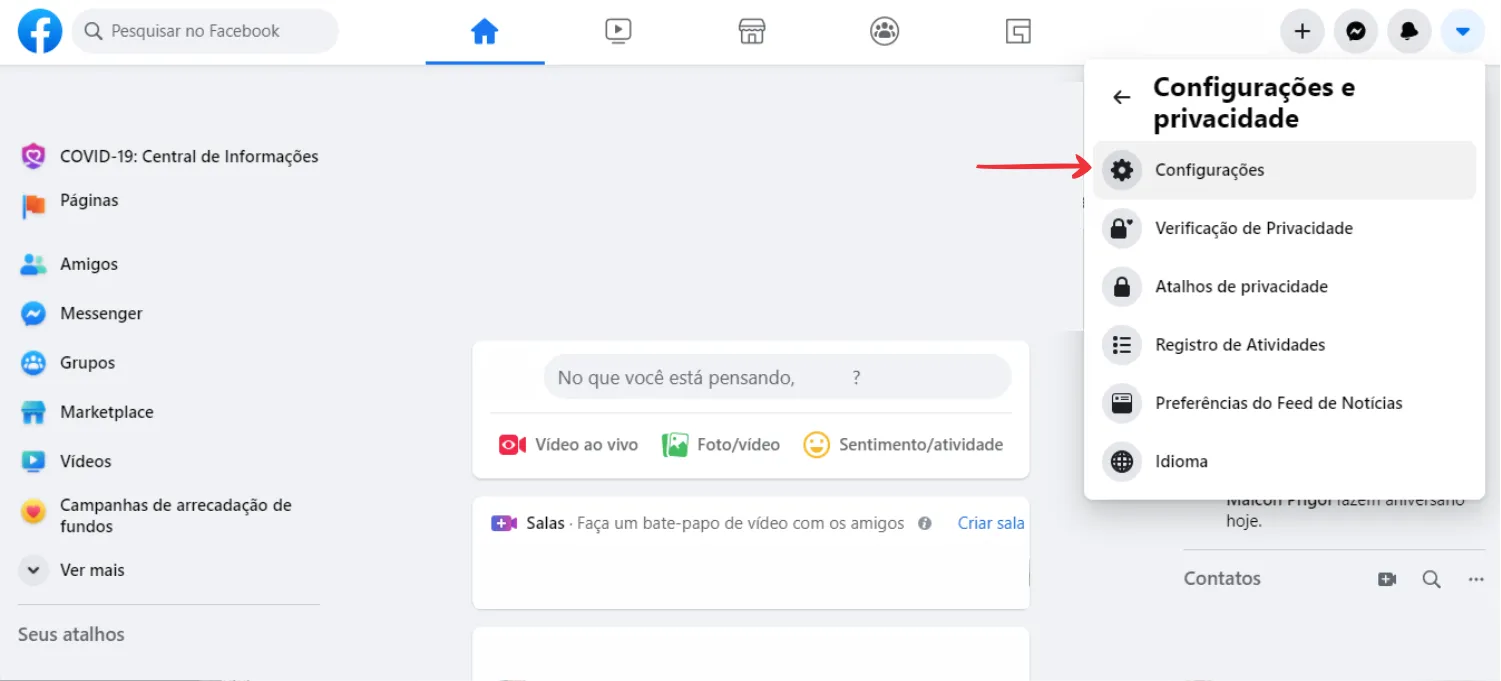 passo a passo para deletar conta