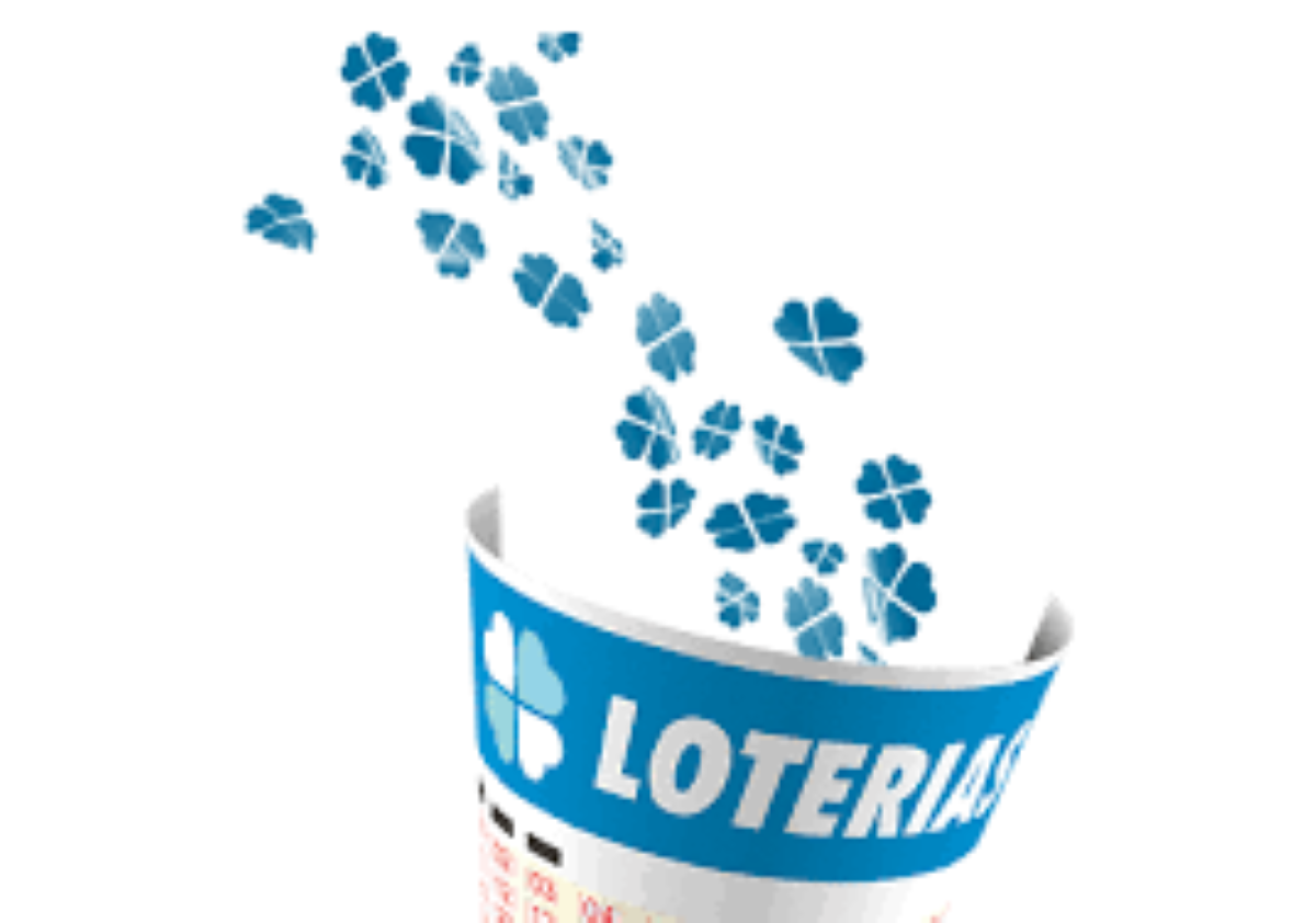 Loteria Federal - Diversos trevos azuis de quatros folhas saindo de um volante simulando o da Loteria Federal