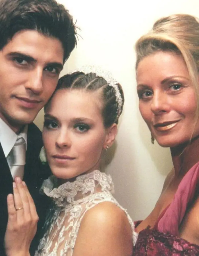 Edu, Camila e Helena na novela Laços de Família