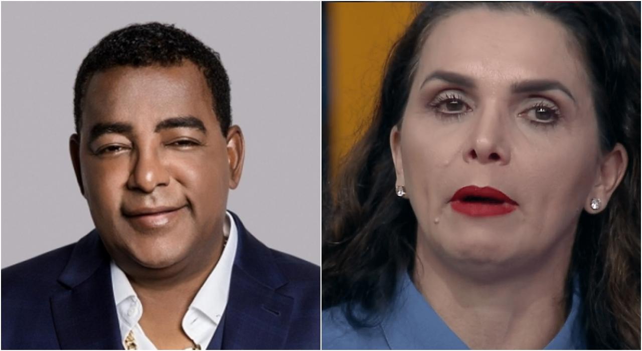 Imagem do cantor Luiz Carlos do Raça Negra e de Luiza Ambiel em A Fazenda 12