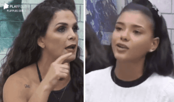 Luiza e Jakelyne discutindo em A Fazenda 2020