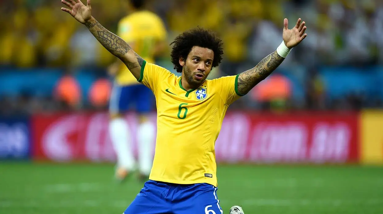 O lateral esquerdo Marcelo na seleção brasileira