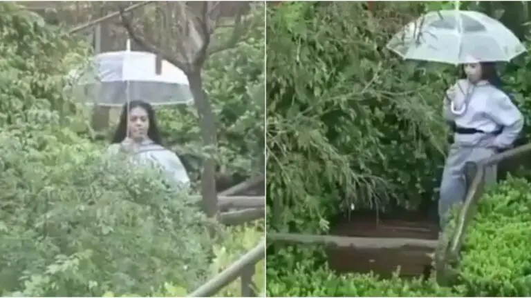 A Fazenda 12: Mirella com guarda-chuva espionando Lidi e Tays é o meme do dia